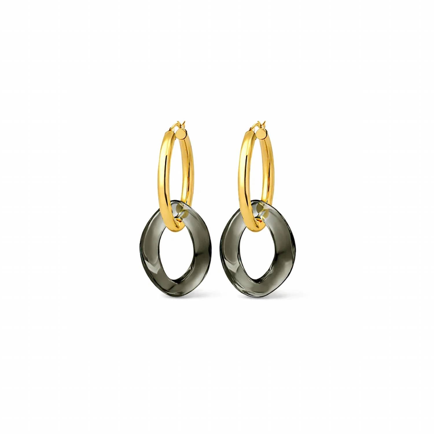 Gold & Honey - Women's Lucite Curb Link Hoop Earrings