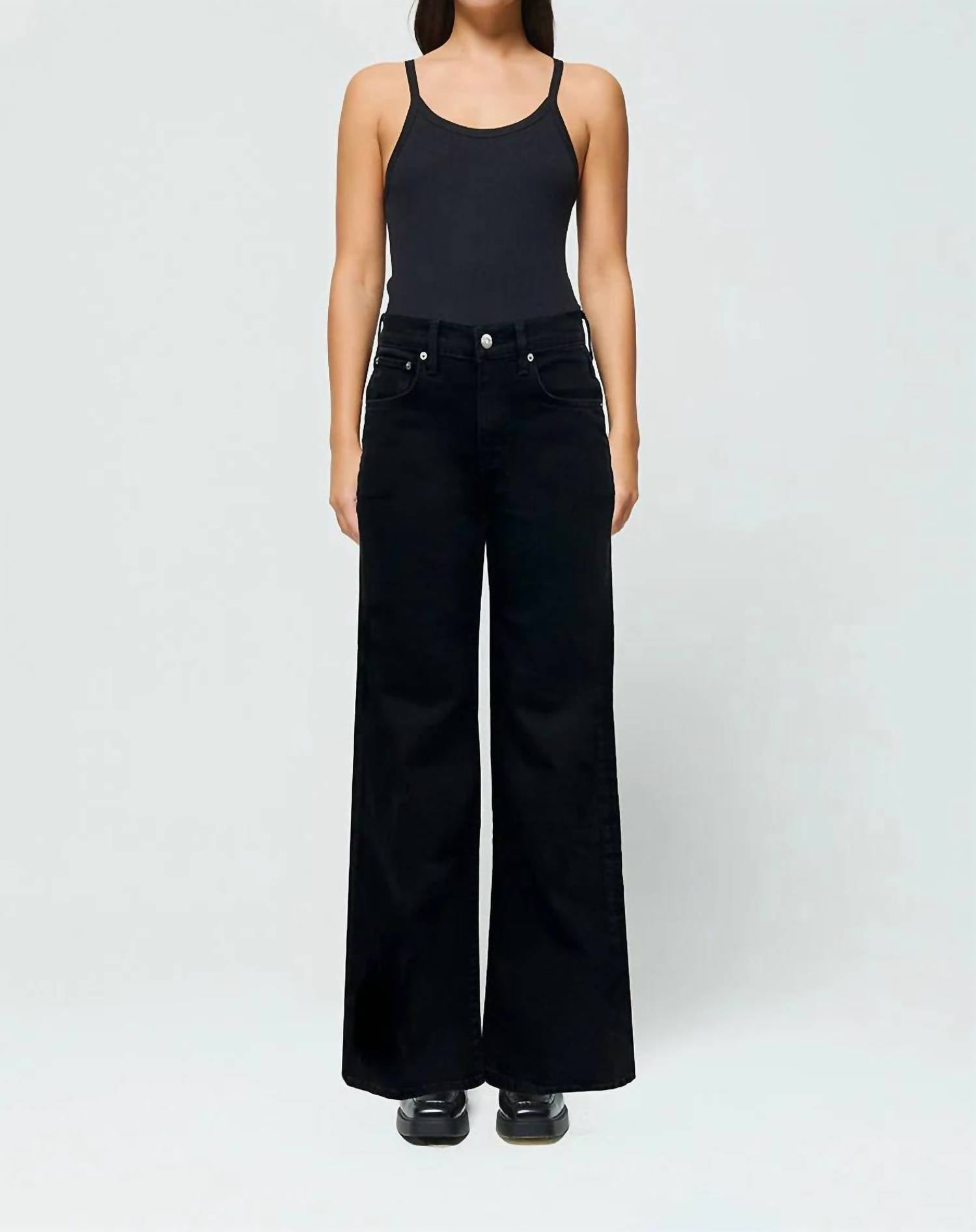 ETICA Romi French Wide Leg Pants in onyx - women's jeans