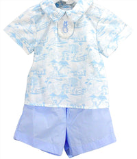 Charming Little One - Boy's Peter Rabbit Toile Shorts Set