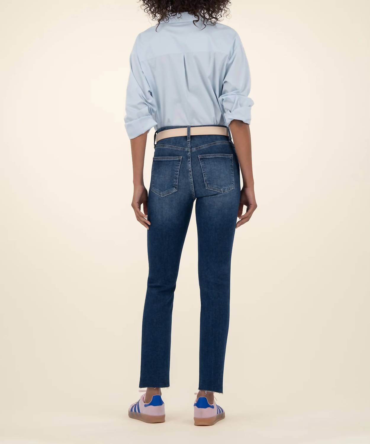 KUT FROM THE KLOTH Rachael High Rise Mom Raw Hem Jeans in explore - women's jeans - detail view