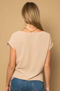 Solid Woven Tee with front knot detail