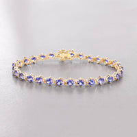 Diana M Jewels Women's Round Natural Tanzanite Bracelet (6.93 Ct) - Elegant in 14k gold - women's jewelry - detail view