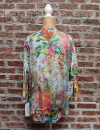 Jess & Jane - Women's Bright Floral Mesh Tunic