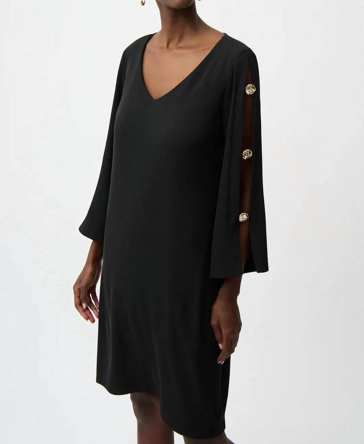 Joseph Ribkoff - Button Accent Slit Sleeve Shift Dress