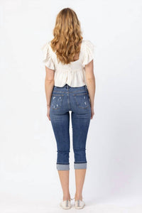 Judy Blue - Mid Rise Distressed Cuffer Jeans - Plus