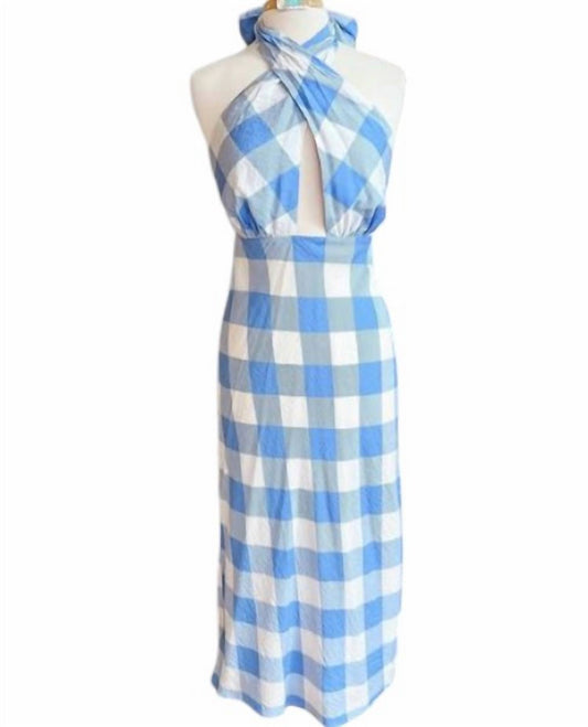 B.Right - Women's Checkered Halter Midi Dress