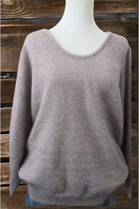 Vocal Apparel - Metallic Round Neck Fuzzy Chain Sweater