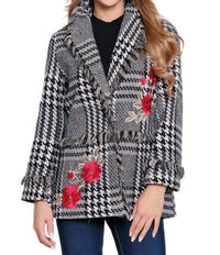 JOHN MARK Tweed Cardigan Coat in white black - women's jacket