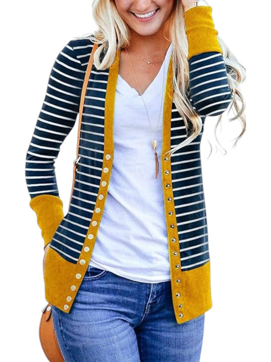 Flowerdaze - Striped Snap Cardigan