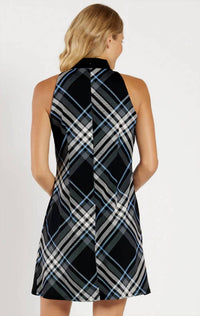 JUDE CONNALLY Maureen Ponte Mini Dress in grand plaid black - women's dress - detail view