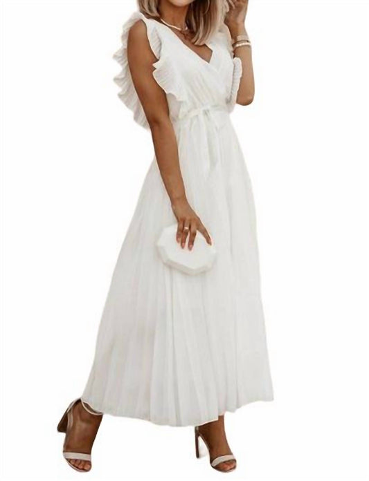 Ninexis - Ruffle Sleeve Pleated Dress