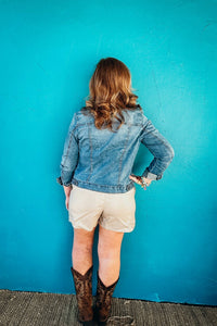 THML Carrie Vegan Leather Shorts in bone - women's shorts - view 4