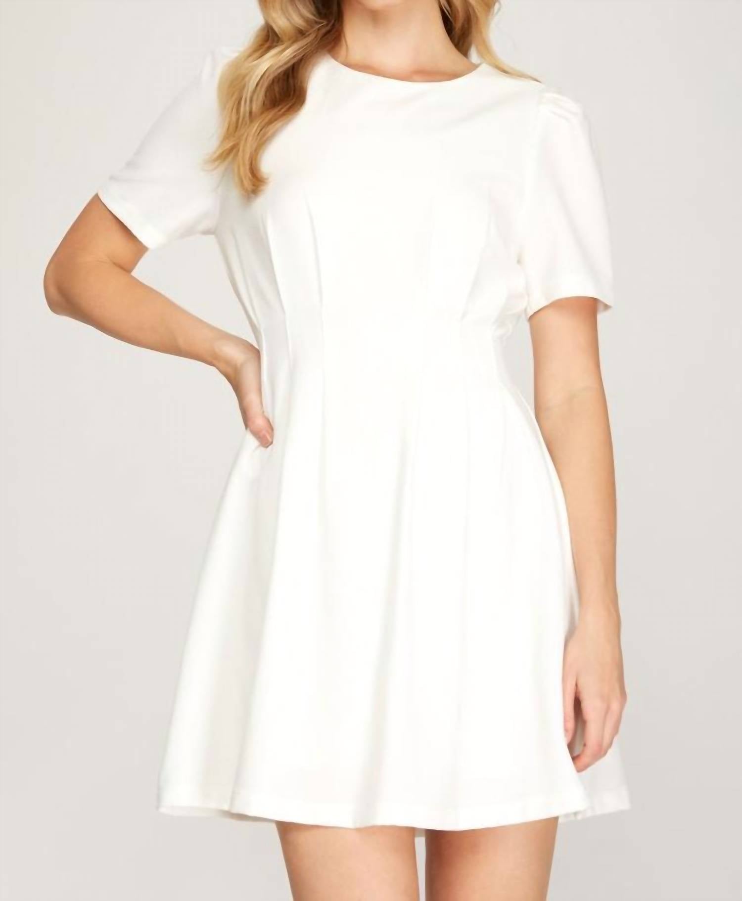 Short Sleeve Pin Tuck Dress