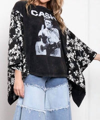 Blue Velvet - Kantha Poncho Top