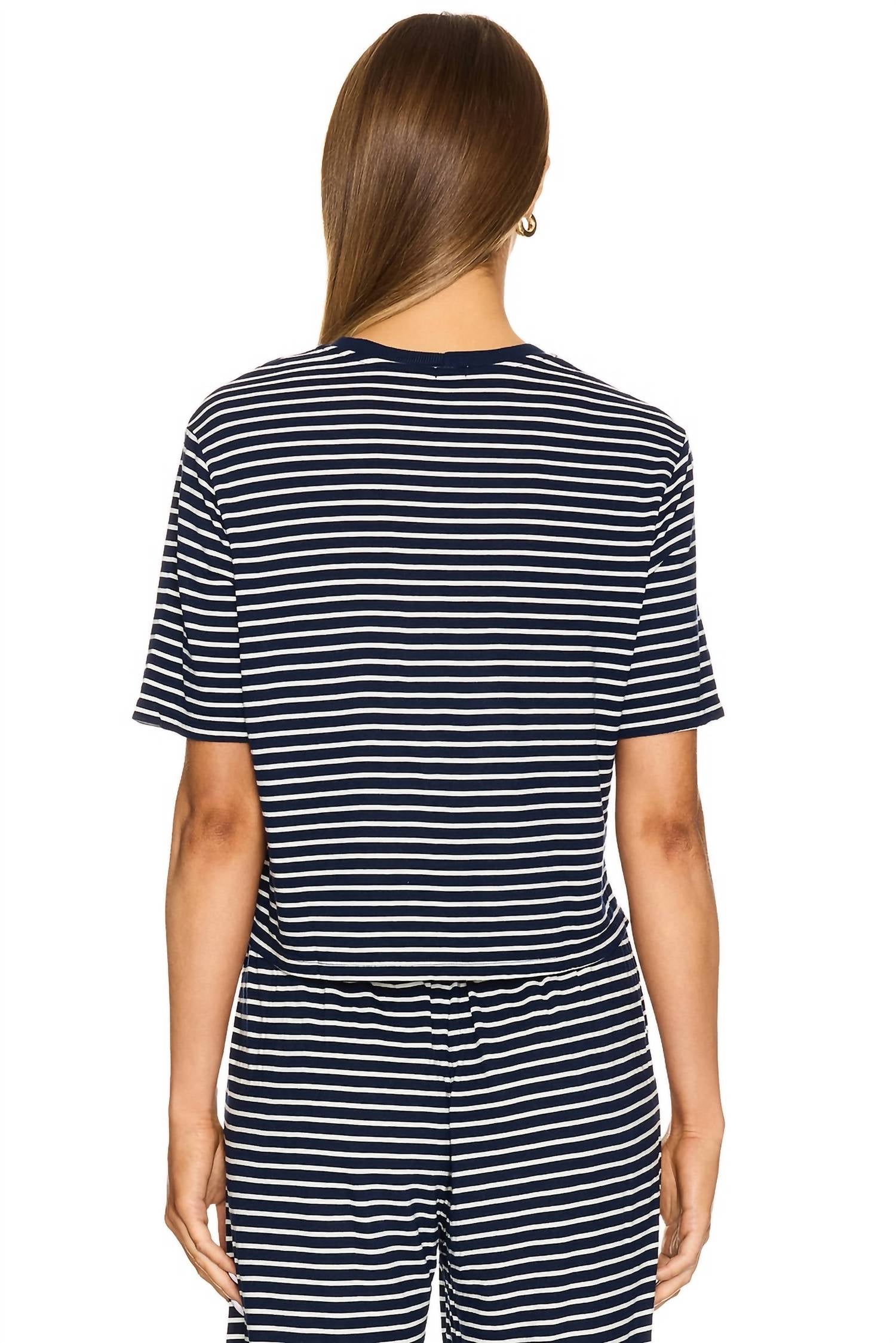 Monrow - Stripe Jersey Crop Pocket Tee