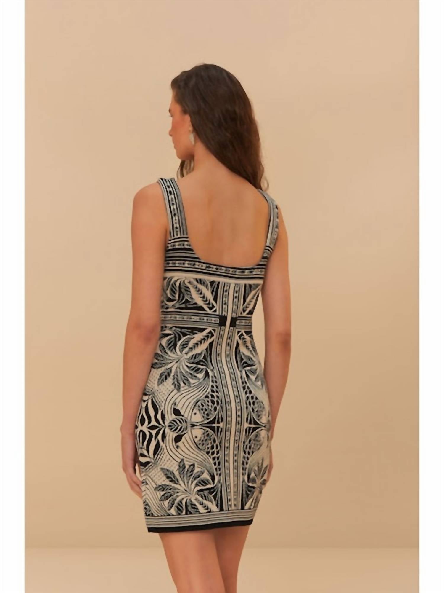 Farm Rio - Monochrome Elegance Scarf Knit Mini Dress