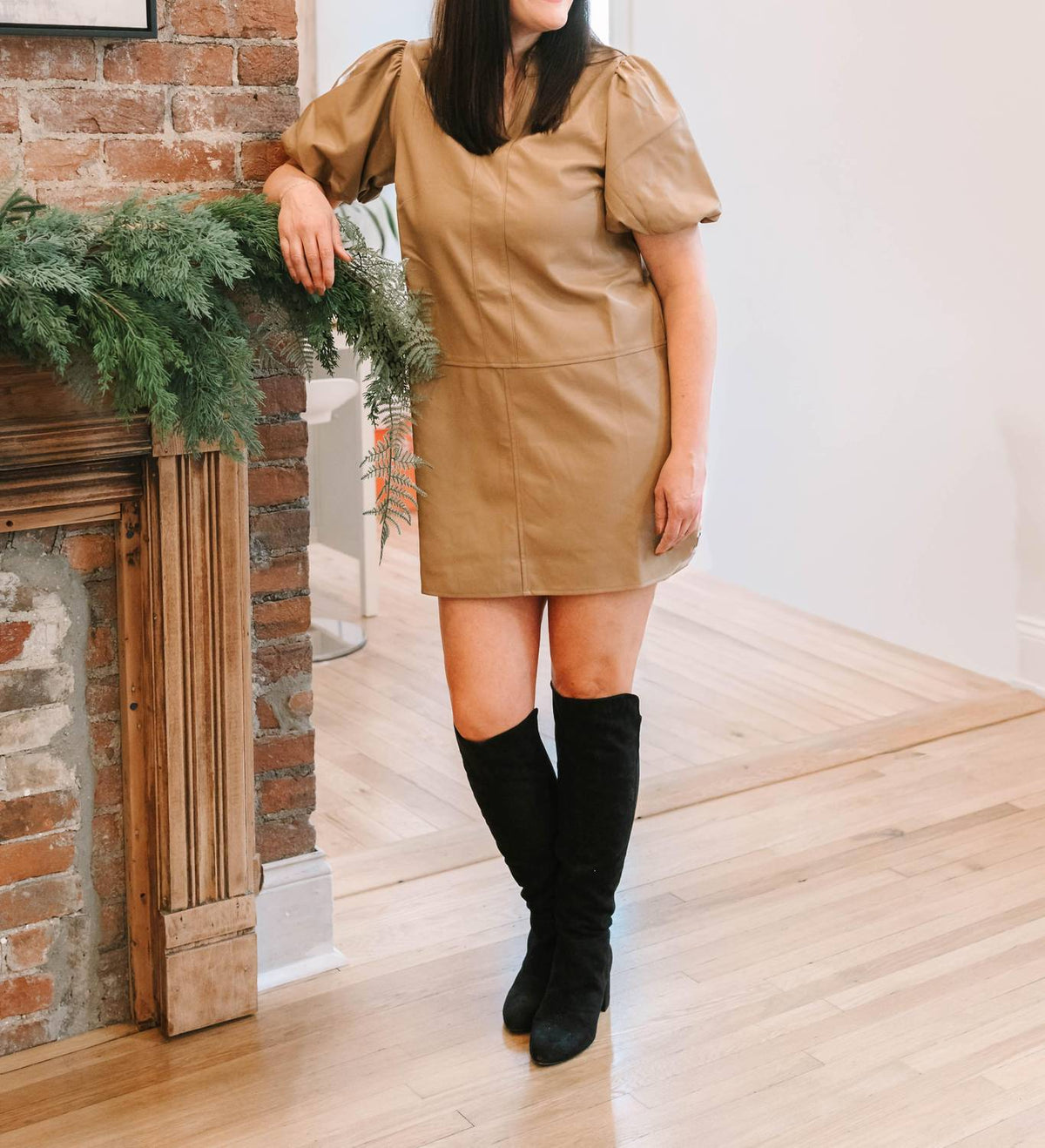 Thml - Natasha Puff Sleeve Leather Mini Dress