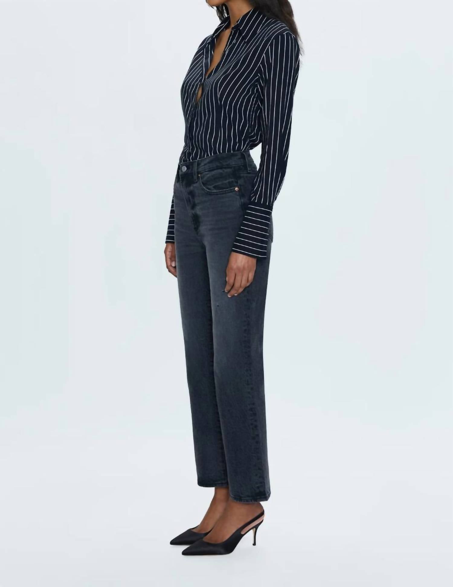 PISTOLA Ally High Rise Bootcut Jeans in after hours vintage - women's jeans - detail view