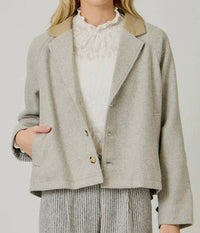 Mystree - Collared Mix Media 3 Button Jacket