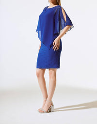 Joseph Ribkoff - Beaded Chiffon Overlay Sheath Dress