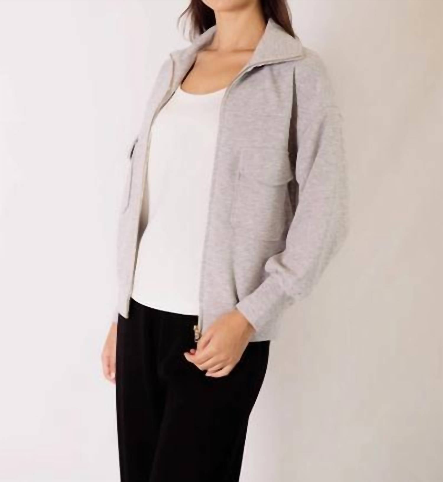 P.CILL Modal Utility Jacket in grey - women's jacket - detail view