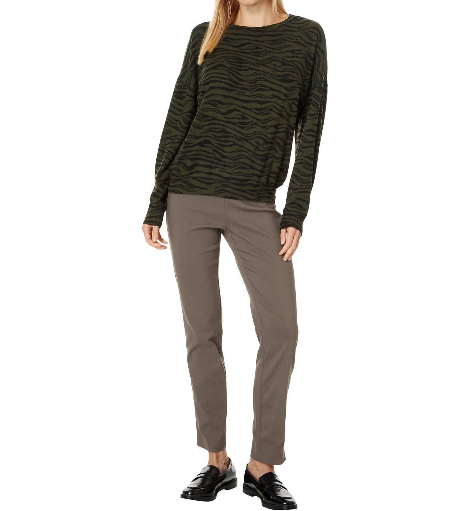 Elliott Lauren - Control Stretch Pull-on Ankle Pants With Back Slit Detail