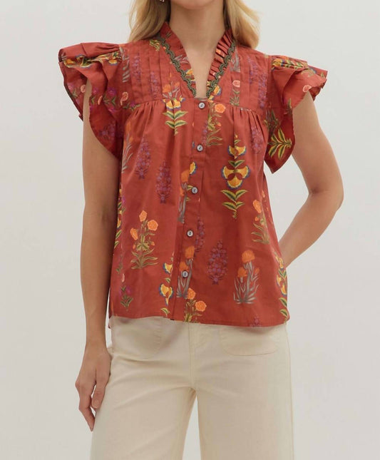 Entro - Brick Floral Top