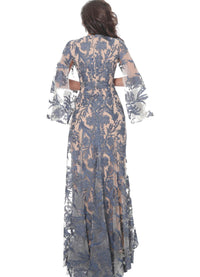 Jovani - Cape Sleeve Lace Dress