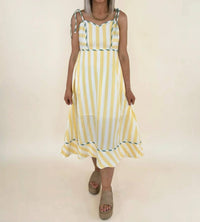 &Merci - Raya Striped Binding Midi Dress