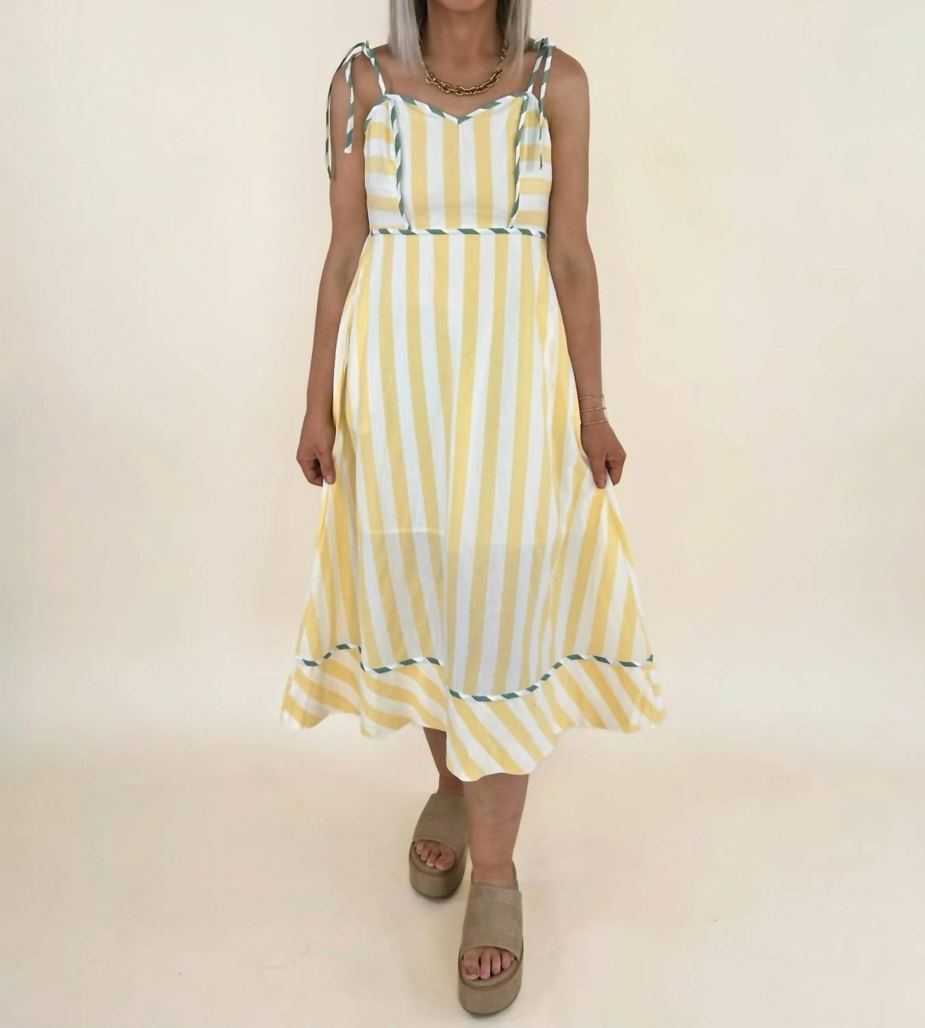 &Merci - Raya Striped Binding Midi Dress