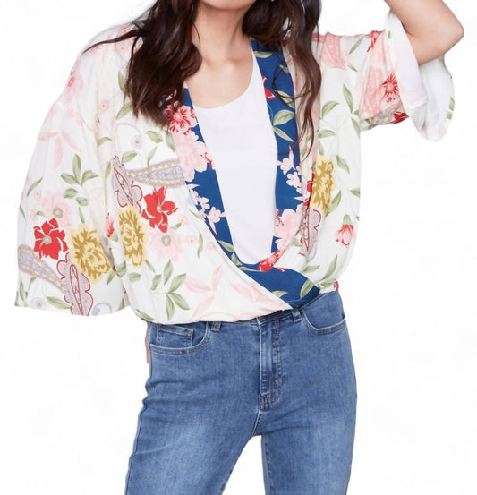 Charlie B - FLORAL FAUX WRAP TOP