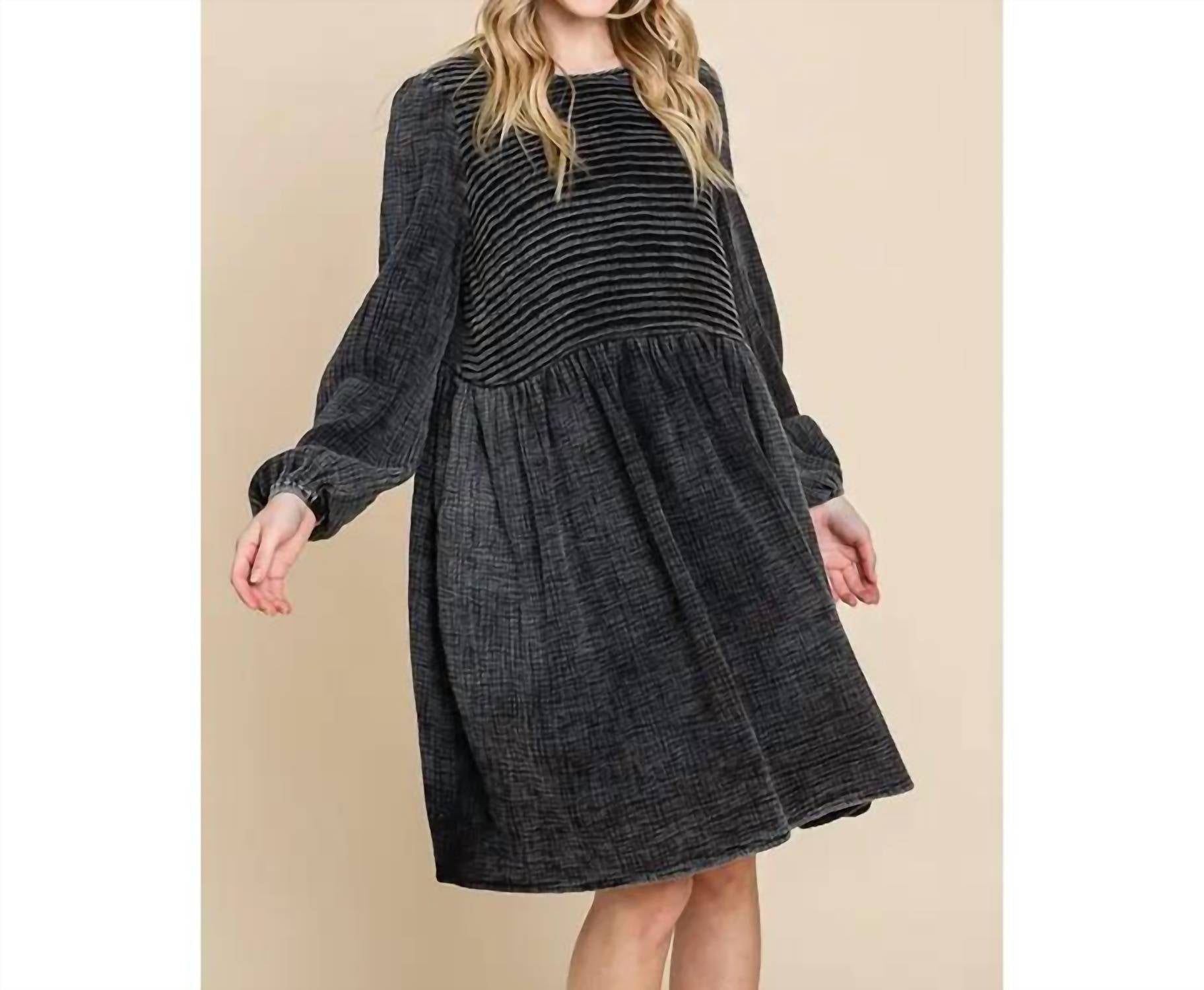 Lime N Chili - Front Pintuck Cotton Midi Dress