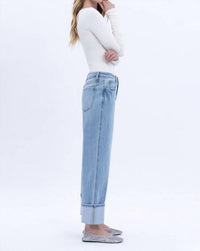 Vervet By Flying Monkey - Gabby Super High Rise Baggy Cuffed Straight Jeans