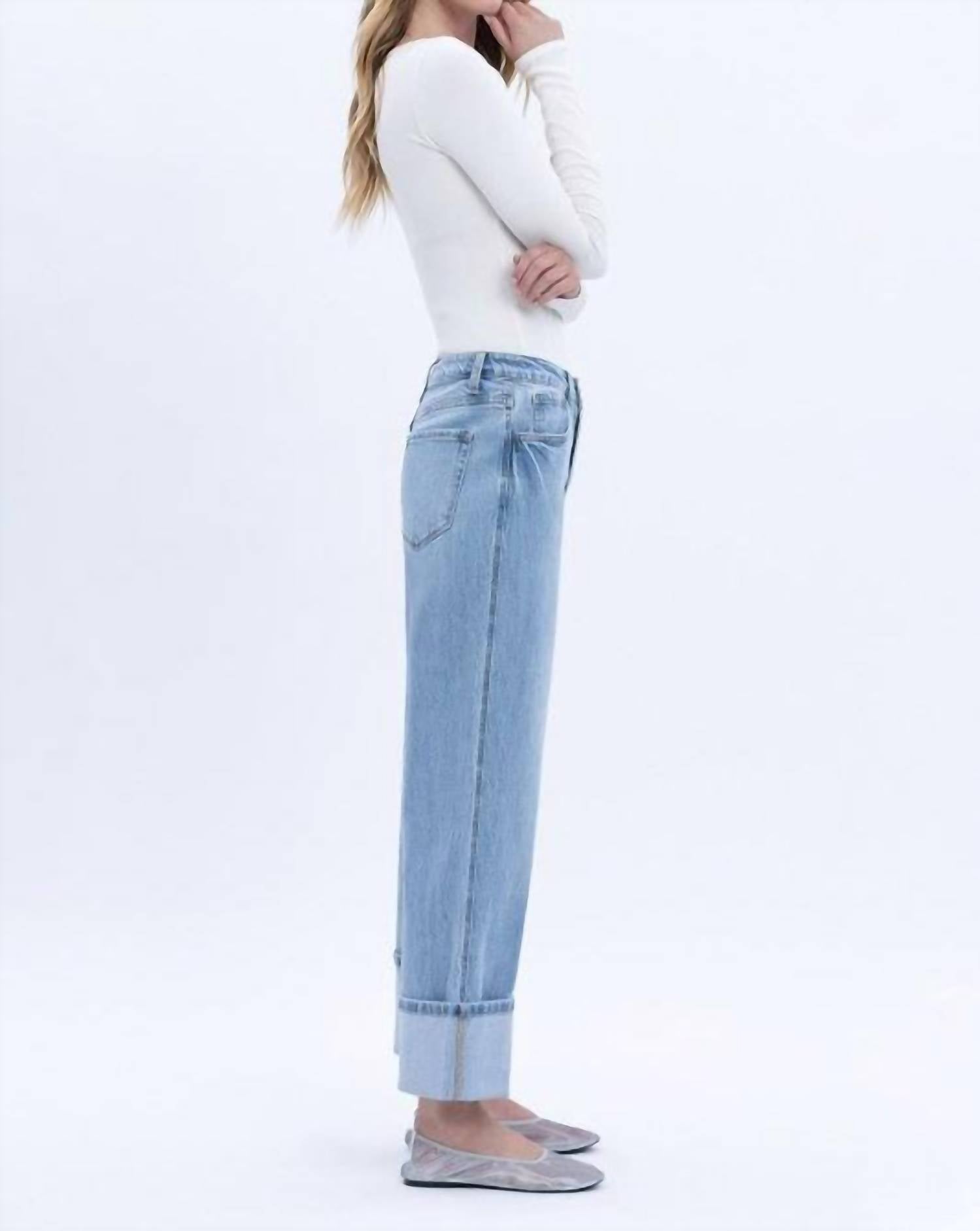 Vervet By Flying Monkey - Gabby Super High Rise Baggy Cuffed Straight Jeans