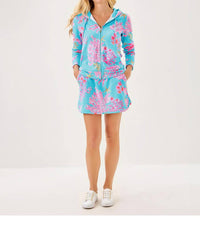 Lilly Pulitzer Avida Zip-up Terry Hoodie in multi royal coral - women's top