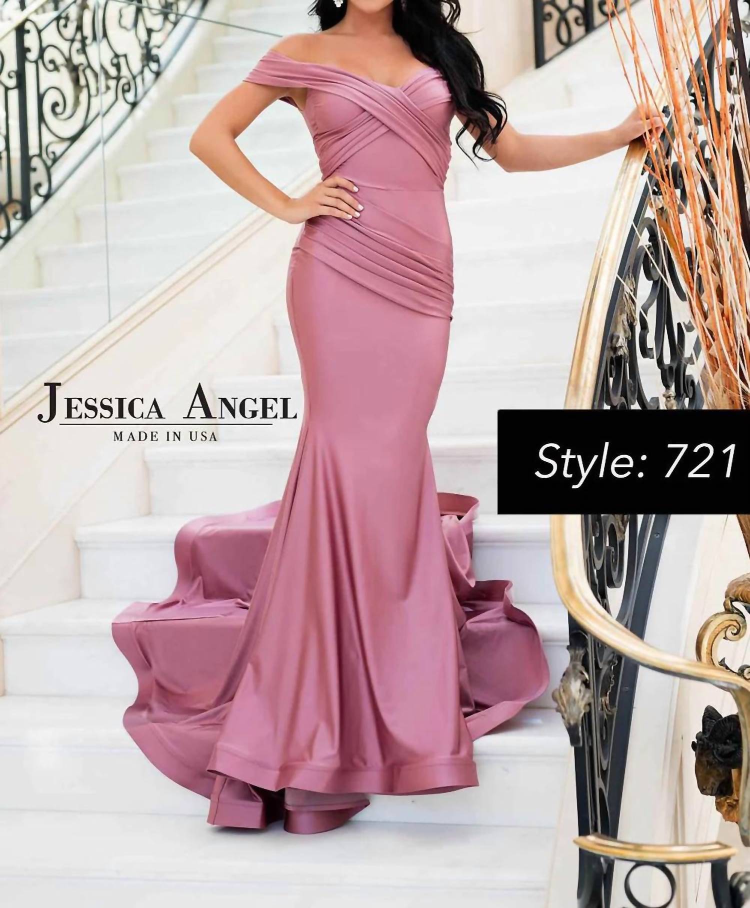 Jessica Angel - Off-the-shoulder Ruched Gown