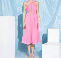 Lena - Textured Solid Cutout Midi Dress