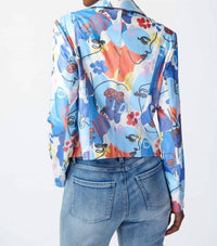 Joseph Ribkoff - Faye Face Print Faux Suede Moto Jacket