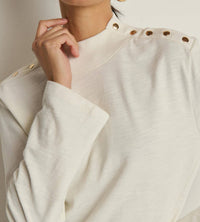 Nation LTD Neda Long Sleeve Top in porcelain 1 - women's long sleeve top - alternate view