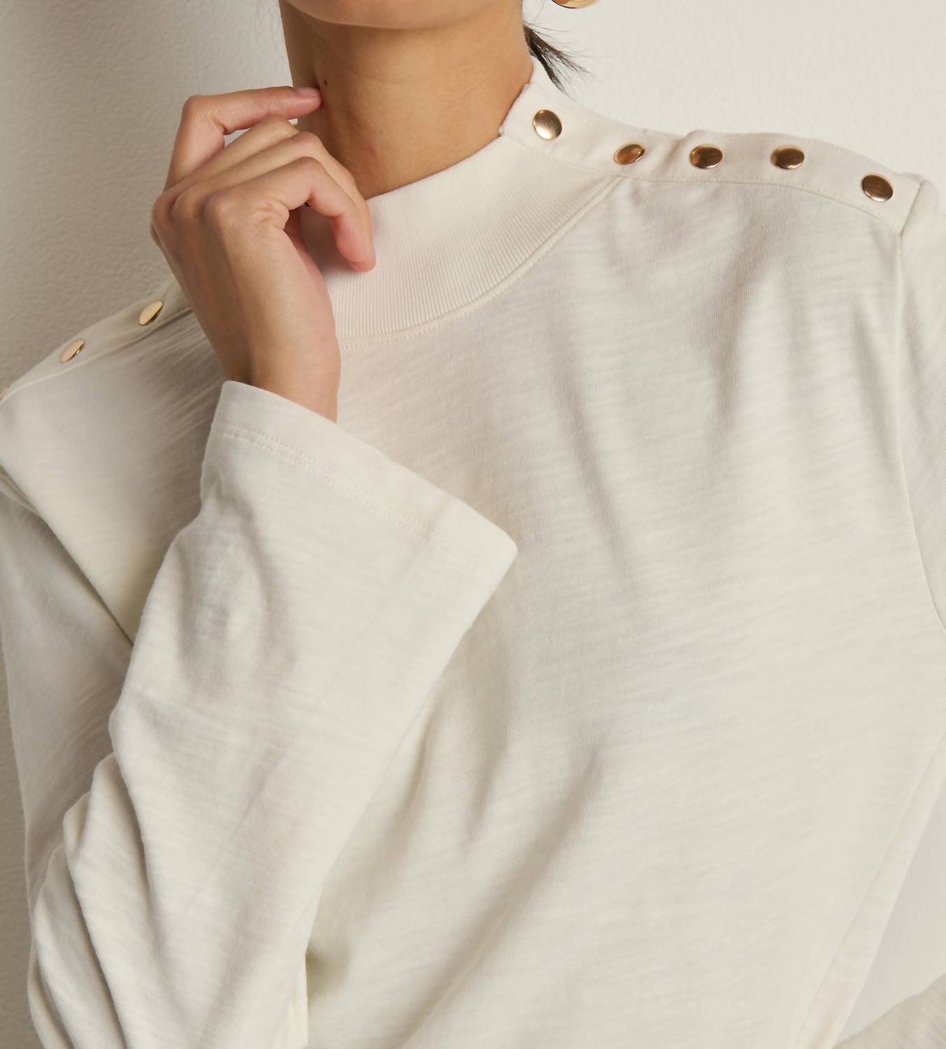 Nation LTD Neda Long Sleeve Top in porcelain 1 - women's long sleeve top - alternate view