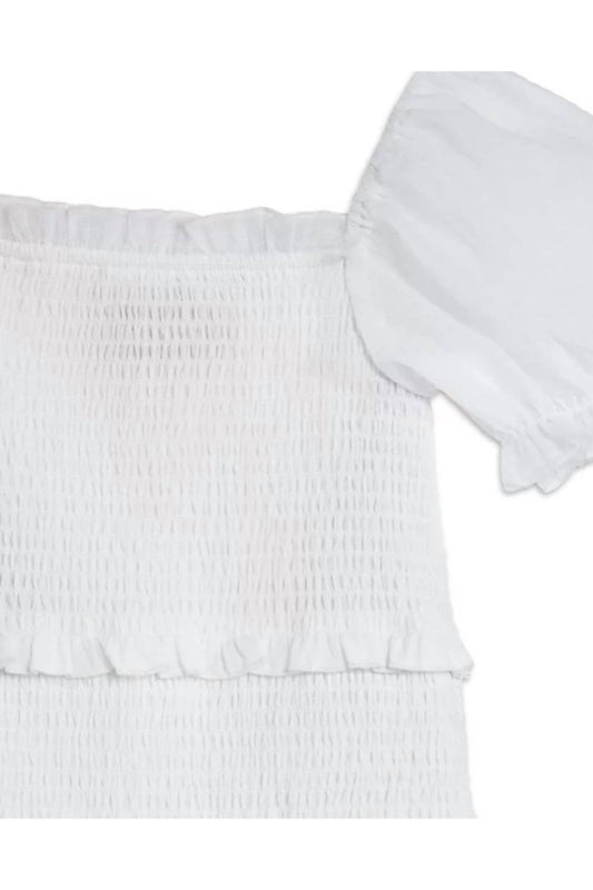 Katie J Nyc - Tween Laila Smocked Puff Sleeve Dobby Check Dress