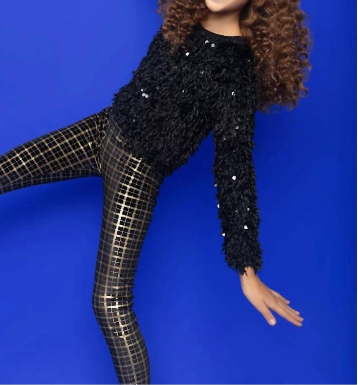 Mia - Girls' Plaid Velour Leggings