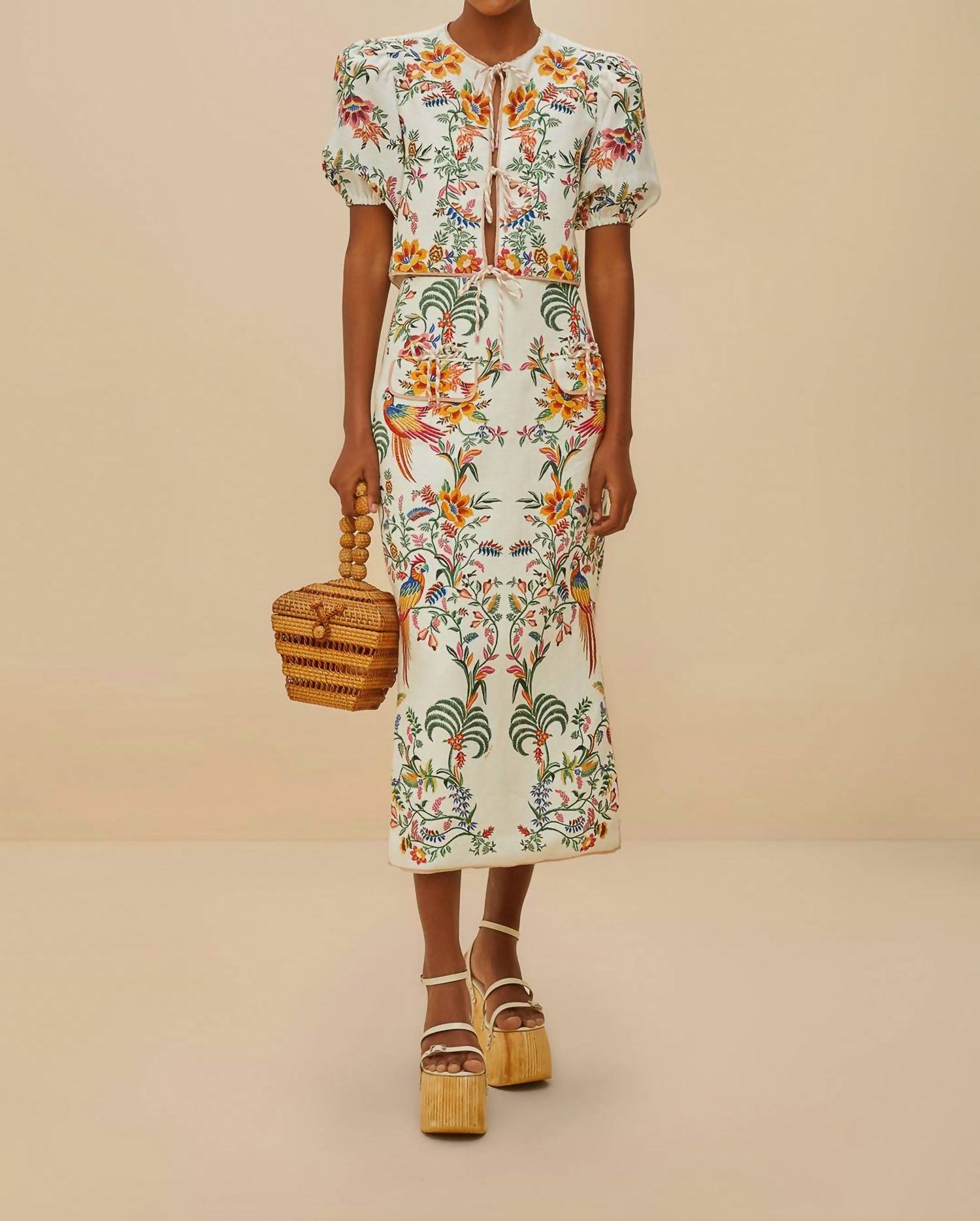 Farm Rio - Delicate Forest Midi Skirt