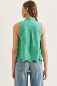Entro - Sleeveless Eyelet Neck Tie Top