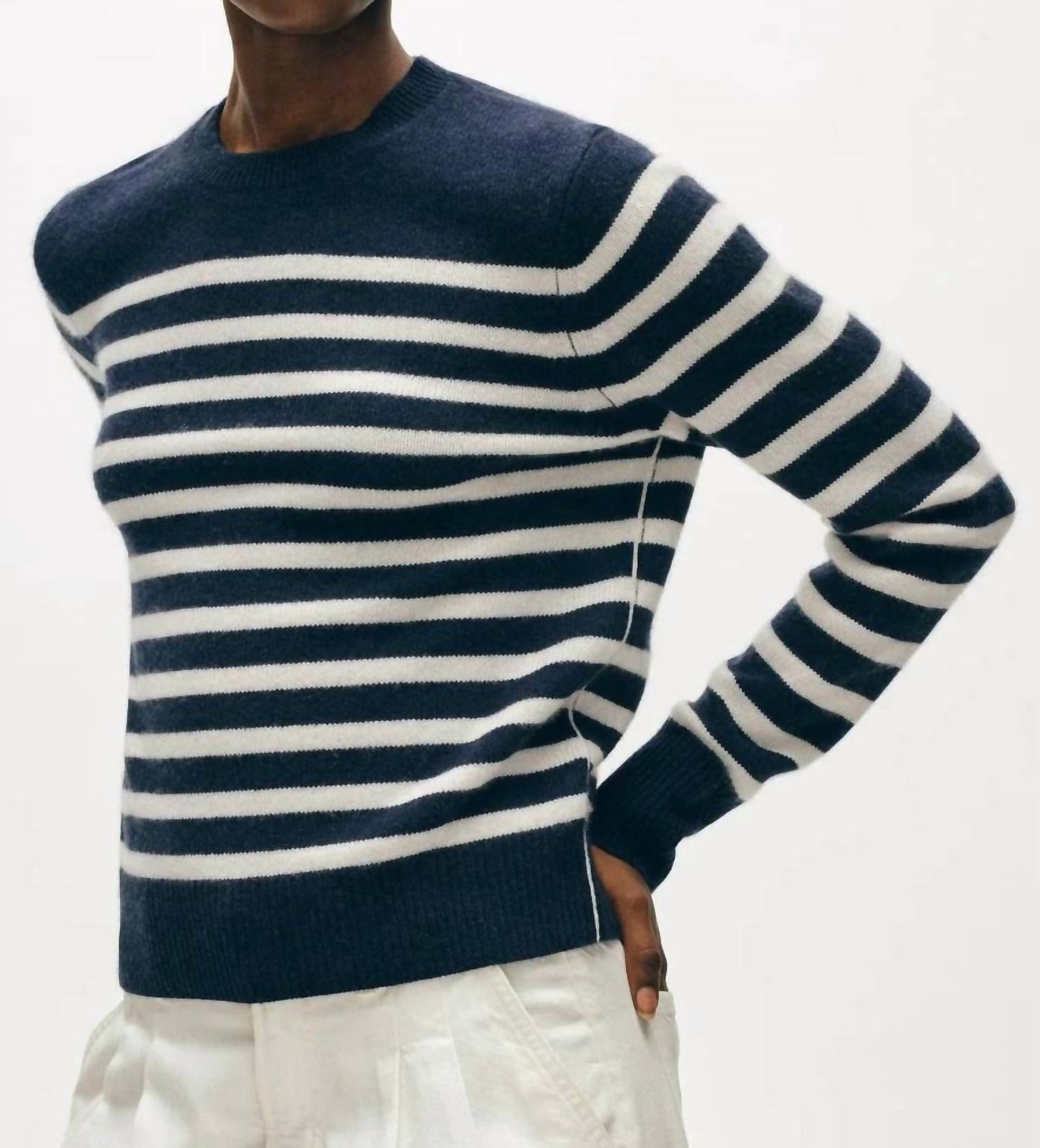 White + Warren - Cashmere Striped Crewneck Sweater