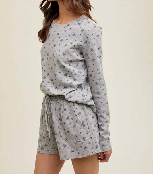 Wishlist - Floral Waffle Knit Top And Shorts Set
