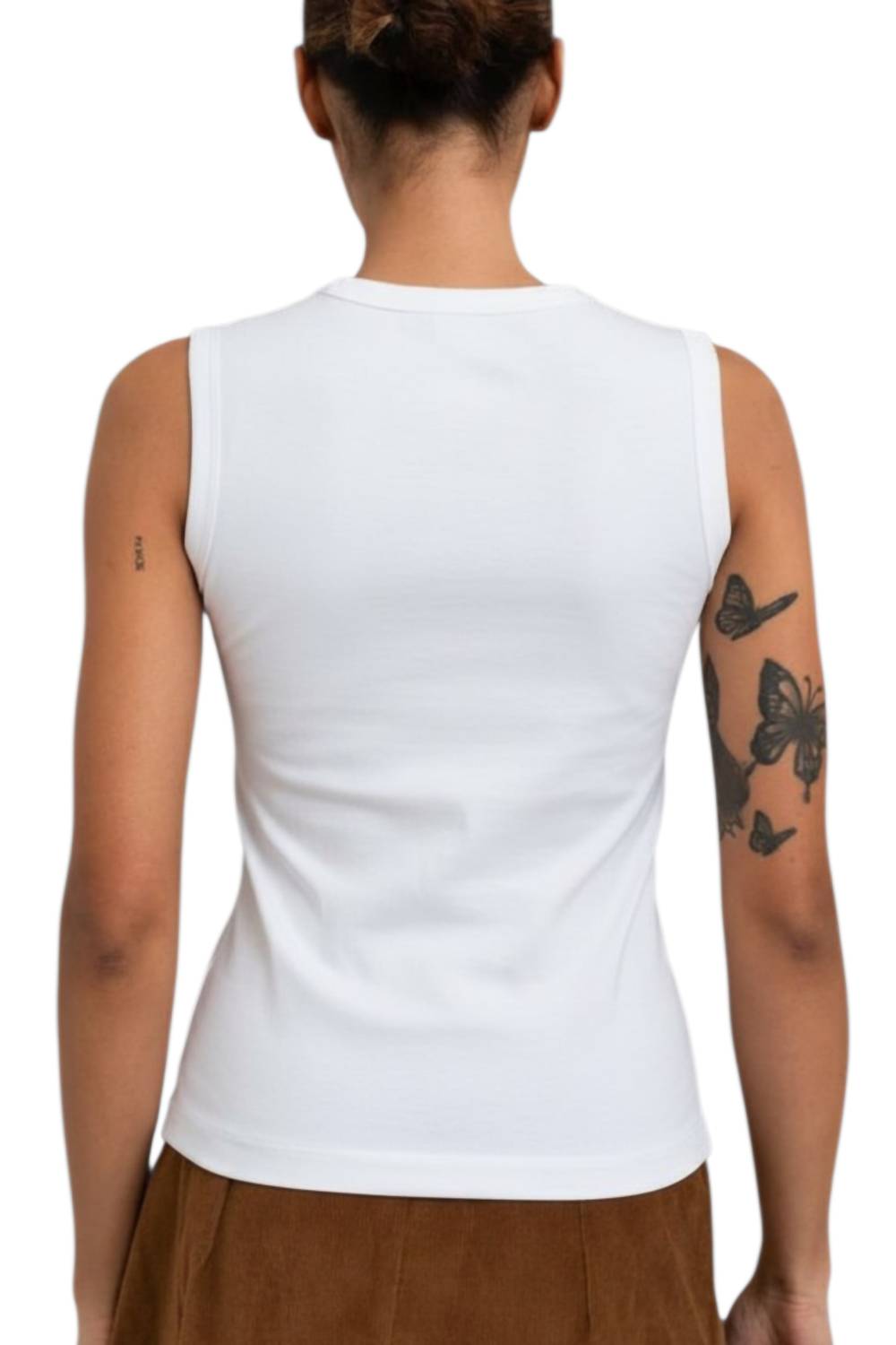 Paper Label Lydia Sleeveless Tank in bright white - women's tank top - detail view