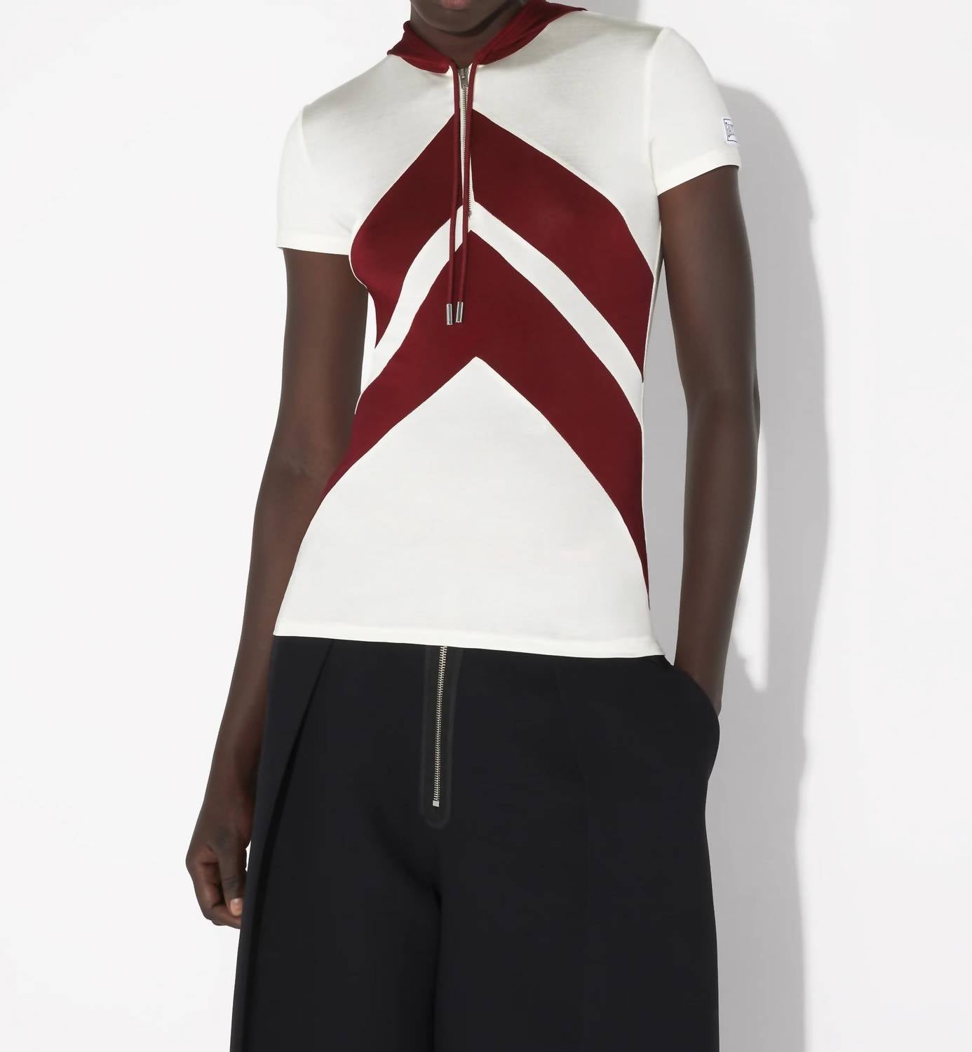 Jean Paul Gaultier - Hooded Chevron Jersey Top