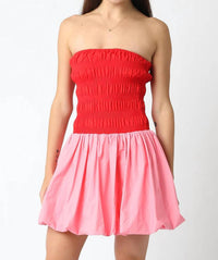 Olivaceous - Sweetheart Strapless Bubble Hem Dress
