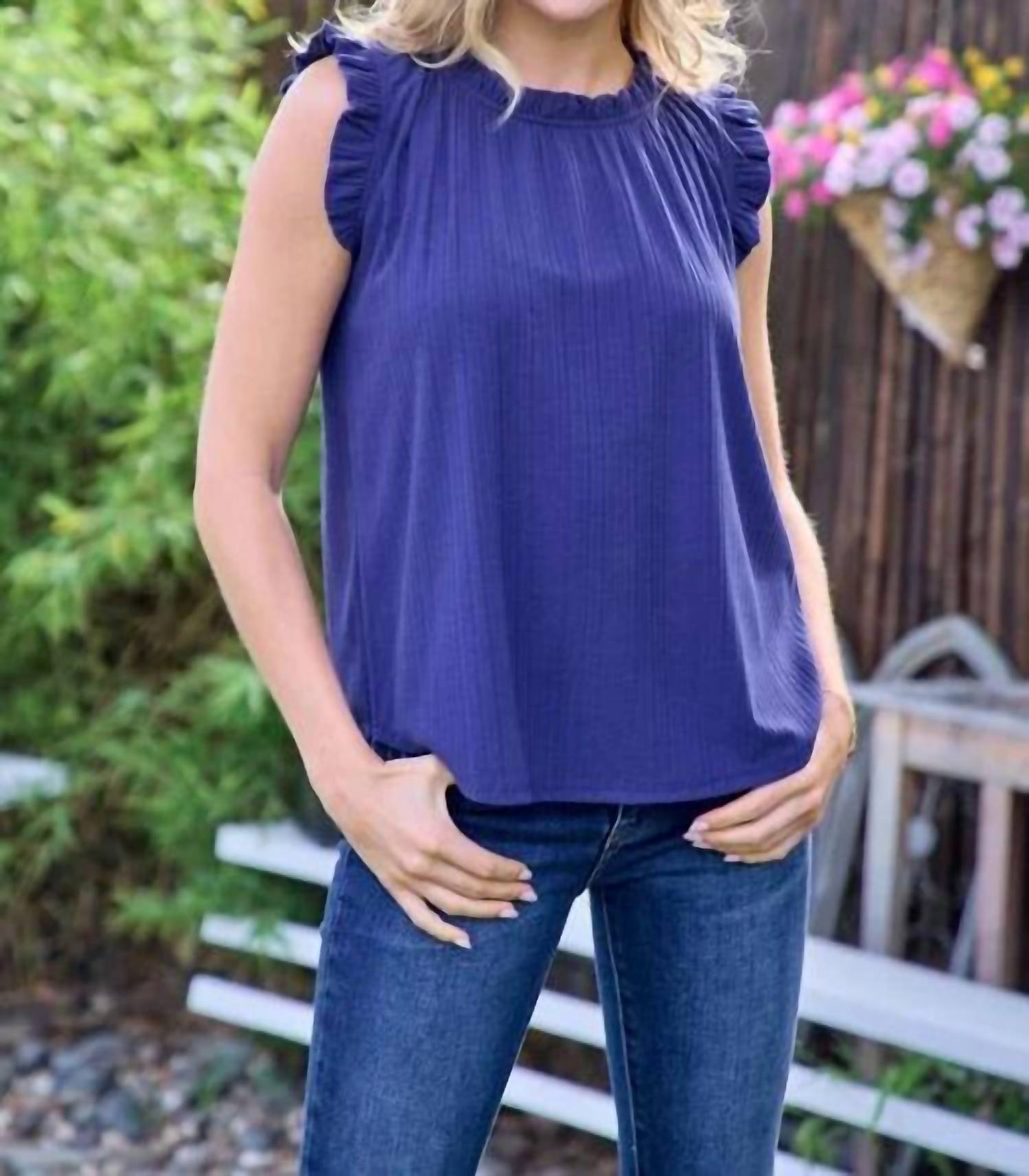 Hailey & Co - Rib Knit With Ruffles Top